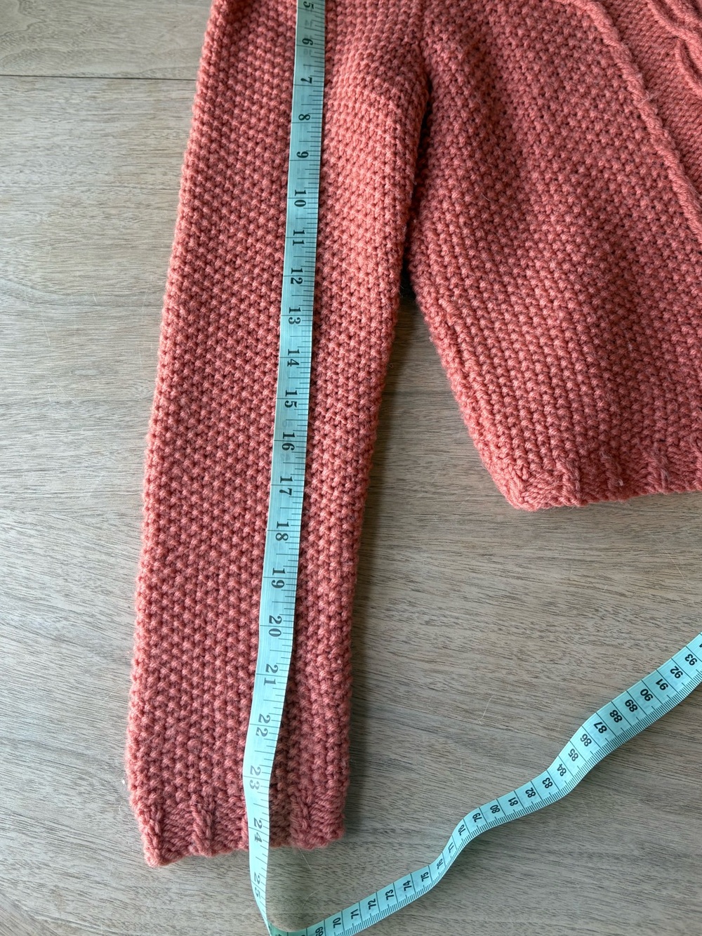 Knit Crewneck Sweater Handmade Coral Chunky Long Sleeve Vintage - Picture 8 of 8